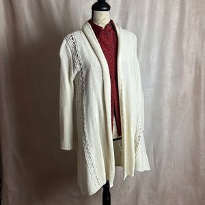 Anthropologie Angel of The North Off White Cardigan size Small Long